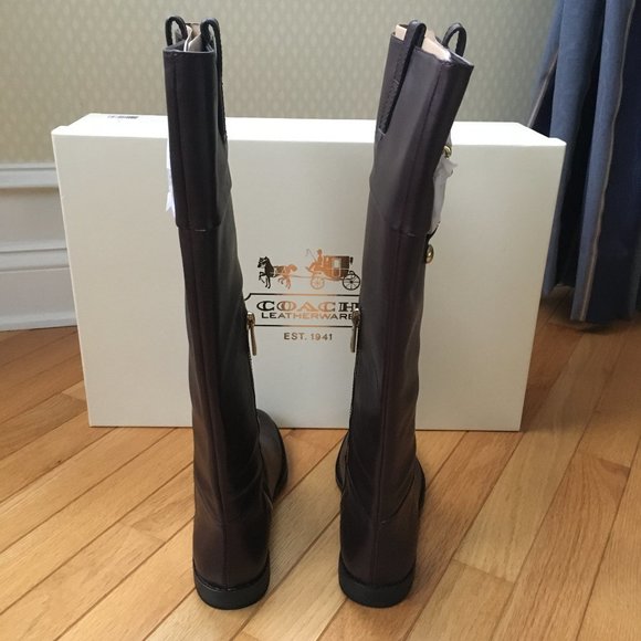 NWT COACH Martta Brown Leather Boots Size 6 - Picture 4 of 7